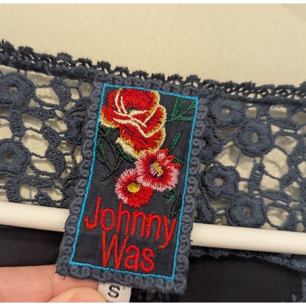 Johnny Was Indigo Blue Embroidered Cupra Rayon Dress Size Small - Picture 3 of 6